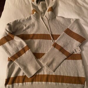 We The Free Women's Striped Hooded Turtleneck Sweater - Cream & Brown